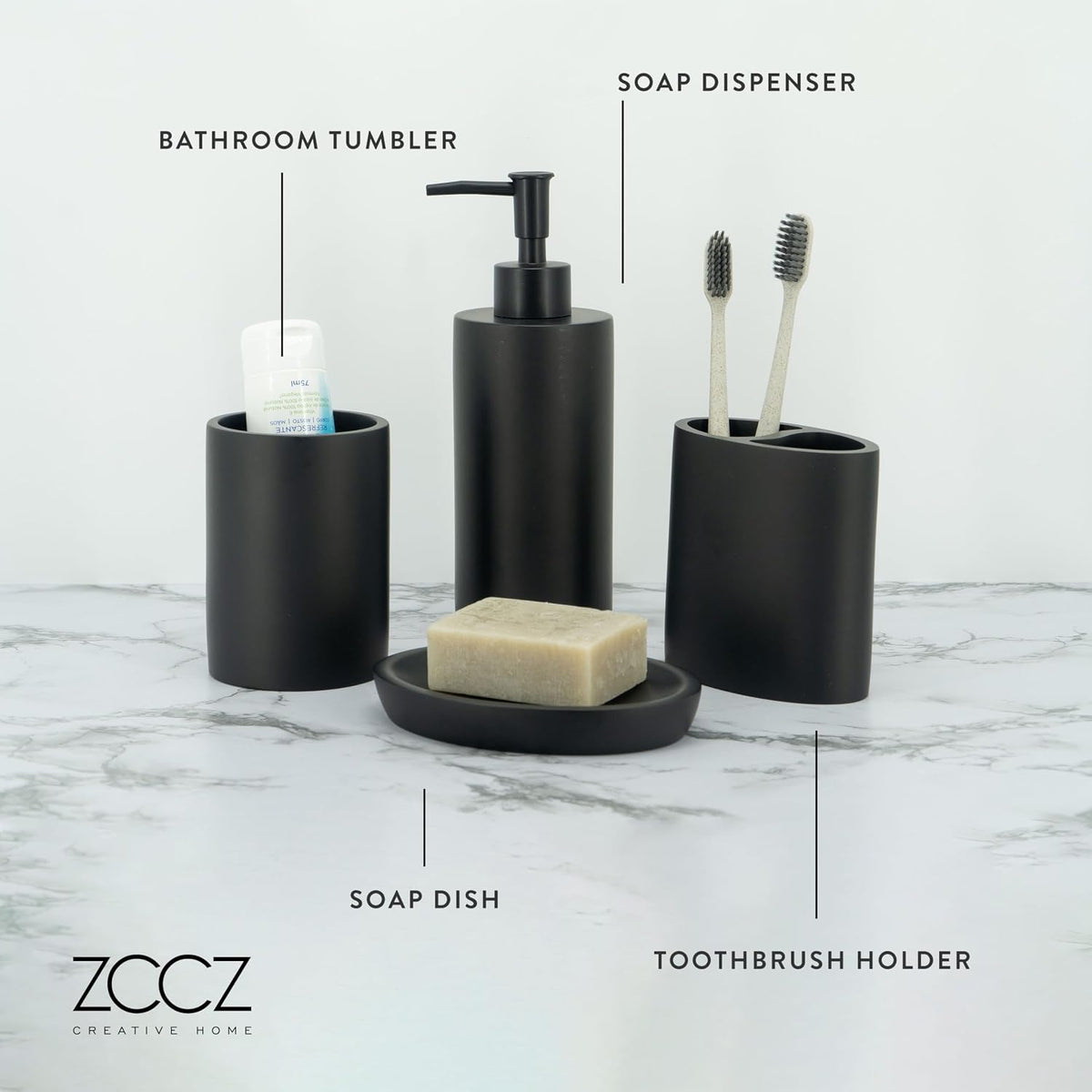 Bathroom Accessory Sets, 4 Pieces Bathroom Accessories Complete Set Vanity Countertop Accessory Set, Includes Lotion