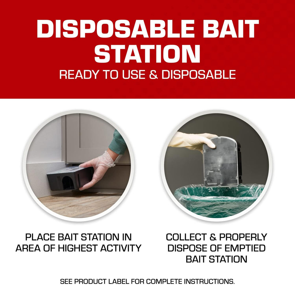Rat & Mouse Killer, Child & Dog Resistant, Disposable Station, 8 oz. | 2 Pre-Filled Ready-To-Use Bait Stations