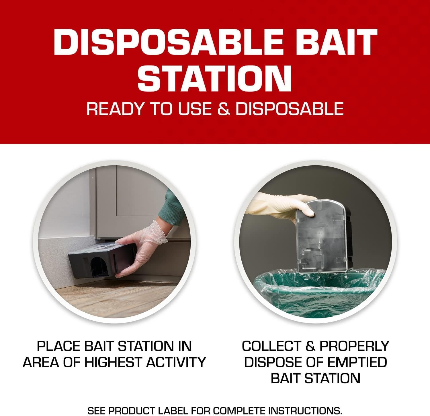 Rat & Mouse Killer, Child & Dog Resistant, Disposable Station, 8 oz. | 2 Pre-Filled Ready-To-Use Bait Stations