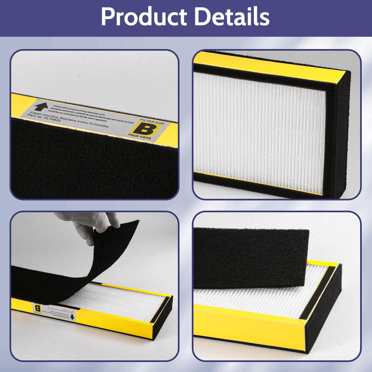 FLT4825 HEPA Filter B Replacement for GermGuardian Air Purifier