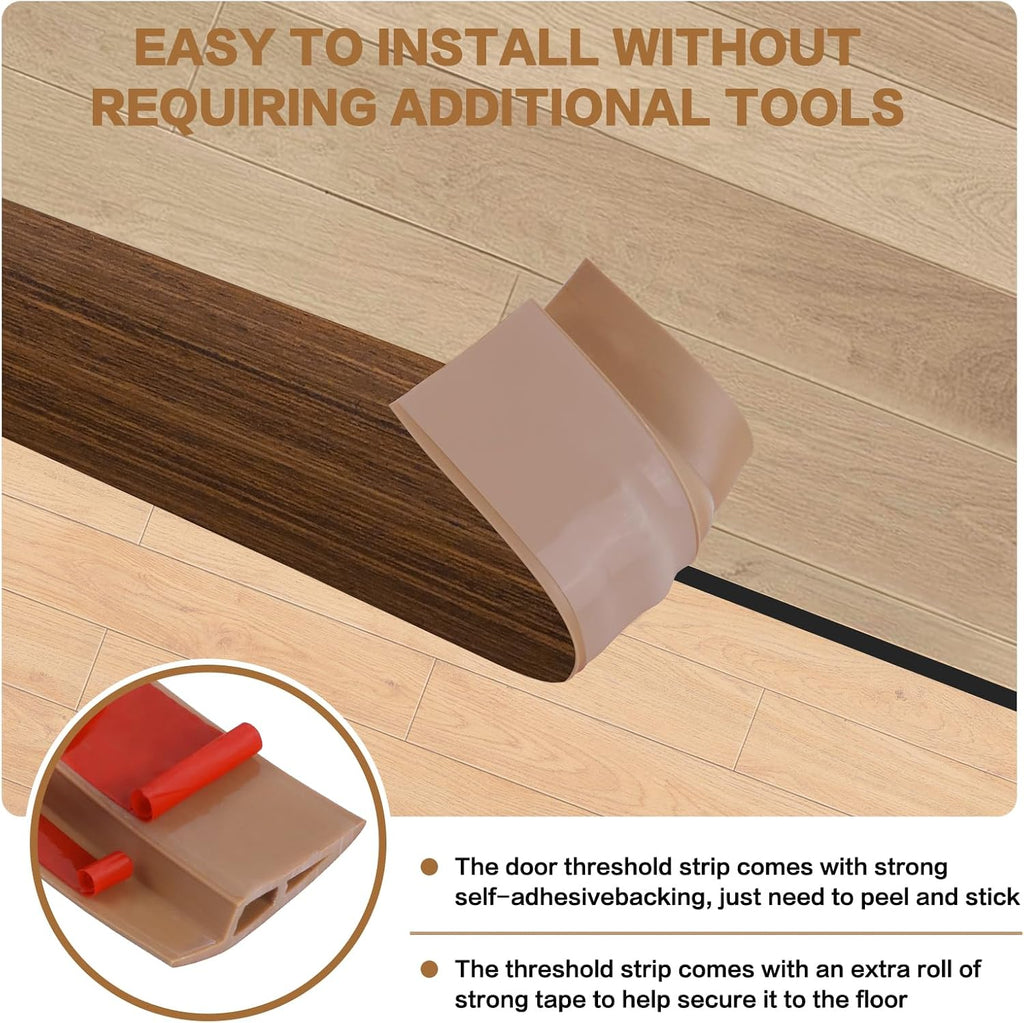 Floor Transition Strip Vinyl Door Threshold Ramp Self Adhesive Carpet Edging Strip Doorway Edge Trim, Overlap Edge