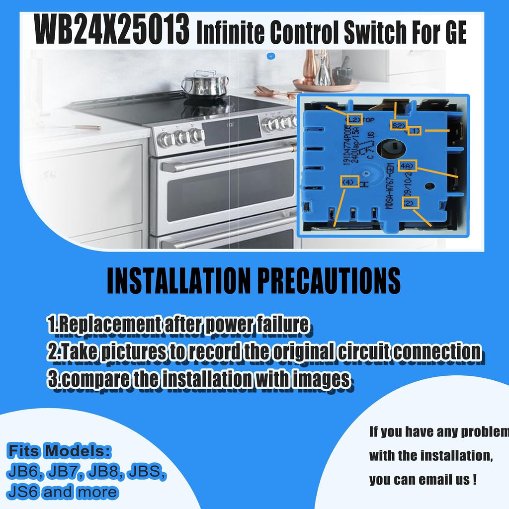 WB24X25013 Electric Range Infinite Control Switch Replace for GE for 191d4774p005
