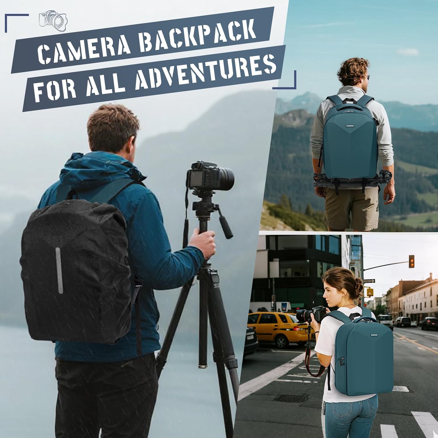 Camera Backpack Hard Shell for DSLR/SLR Waterproof Camera Bag with Laptop Compartment 15.6 Inch Professional Camera