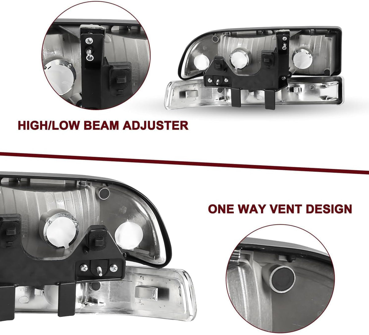 Headlights Assembly for 1998-2004 Chevy S10 Pickup, 1998-2005 Chevy Blazer