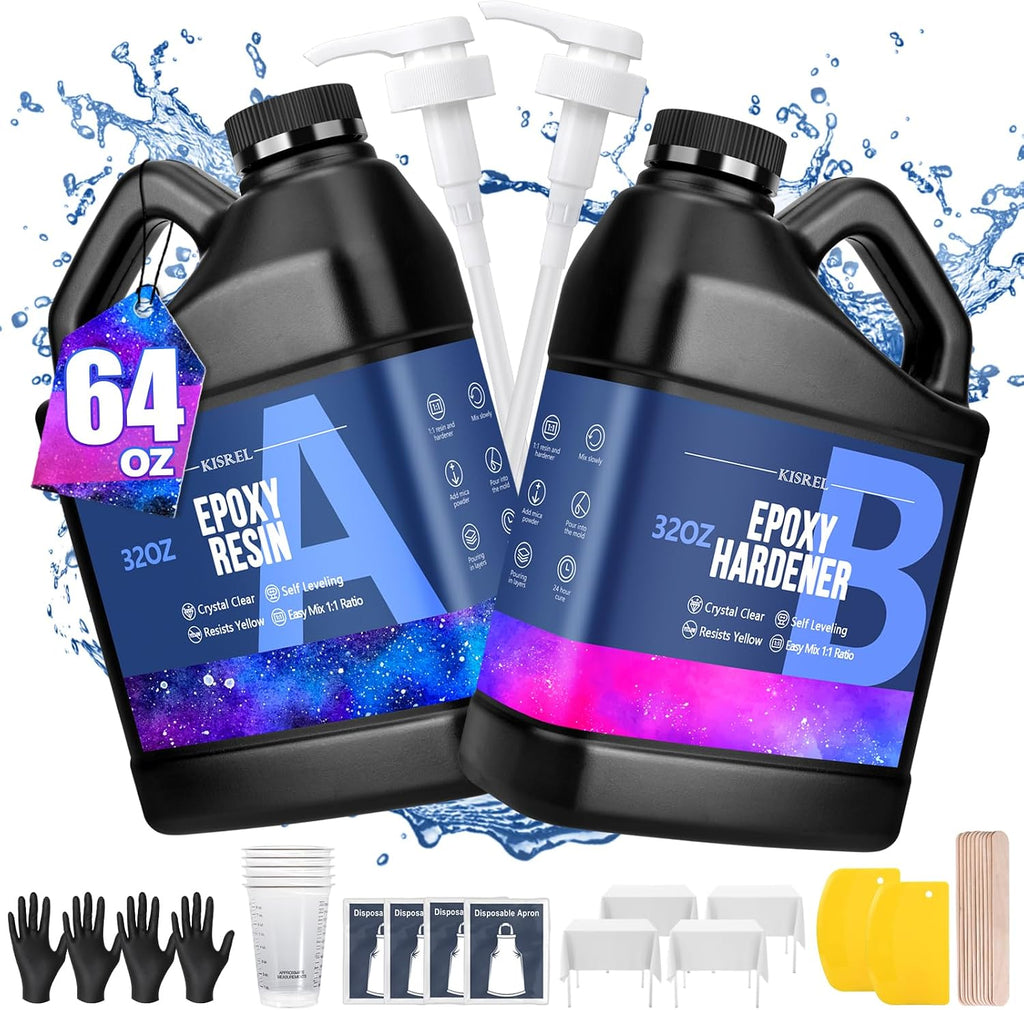 64OZ Epoxy Resin Kit, Clear Resin No Yellowing No Bubble for Molds & Craft | Clear Epoxy Resin Kit ,Casting Resina