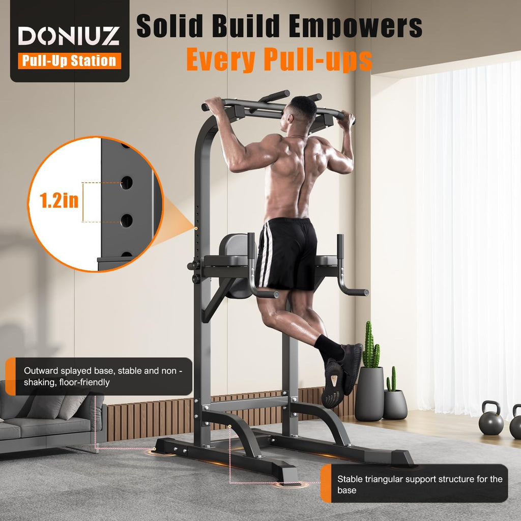 Power Tower Pull Up Bar and Dip Station, Multi-Function Home Gym, Strength Training Fitness Equipment, Height Adjustable