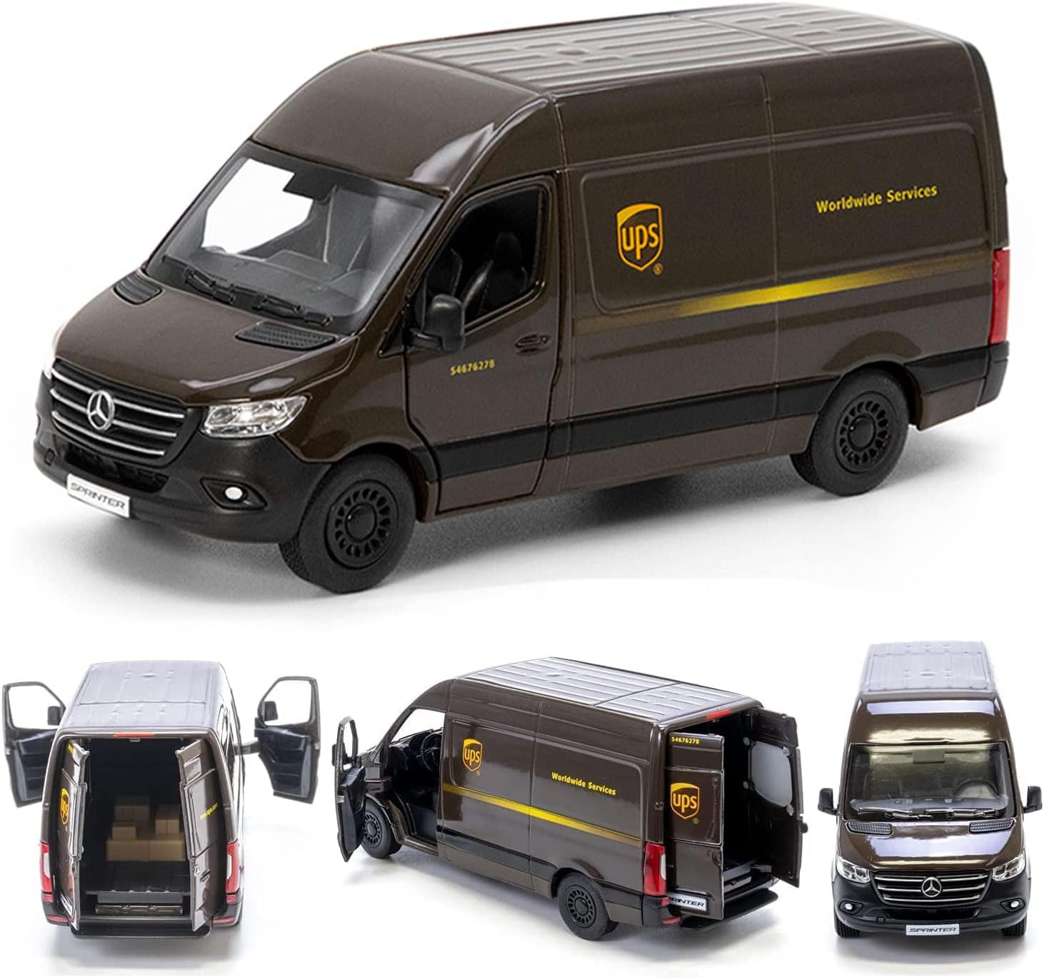 UPS Mercedes-Benz Sprinter + United States Postal Mail Truck Grumman LLV 5 Inch Die Cast Metal Model Toy Van & Trucks