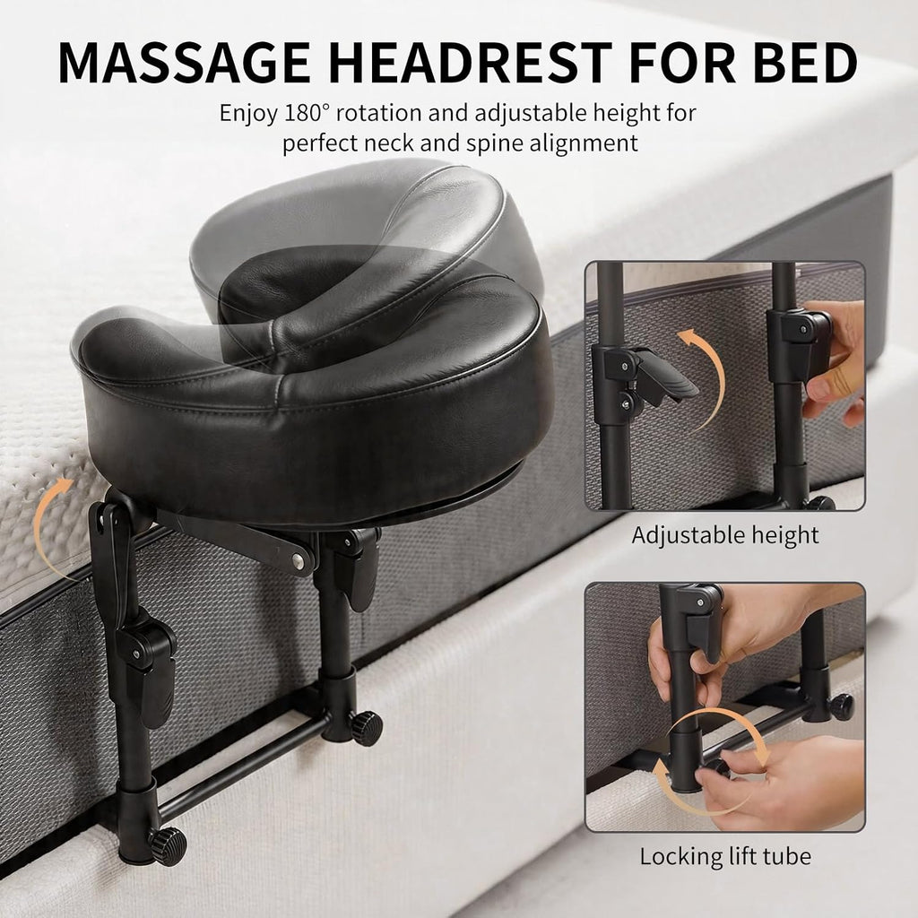 Massage Headrest for Bed,Adjustable Home Massage Face Cradle, No-Tools Assembly Massage Table Kit, Portable Face Down