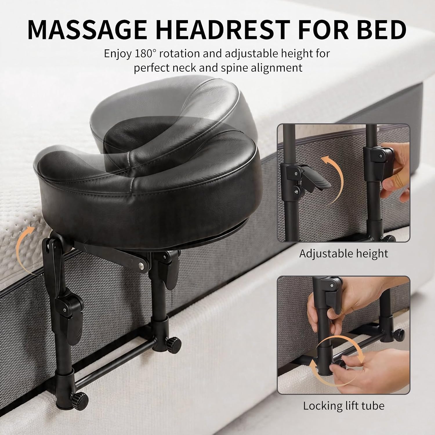 Massage Headrest for Bed,Adjustable Home Massage Face Cradle, No-Tools Assembly Massage Table Kit, Portable Face Down