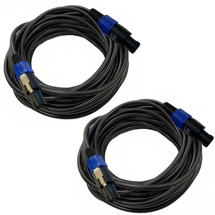 Professional 2-Pack 25 Feet 12 Gauge Speakon to Speakon Cables | Heavy duty, oxygen-free copper, low resistance, no