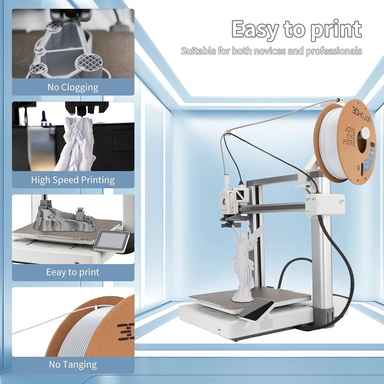 3D Printing Filament High-Speed PLA Filament 1.75mm 300mm/s 1kg Cardboard Spool Dimensional Accuracy +/- 0.03 mm Fit