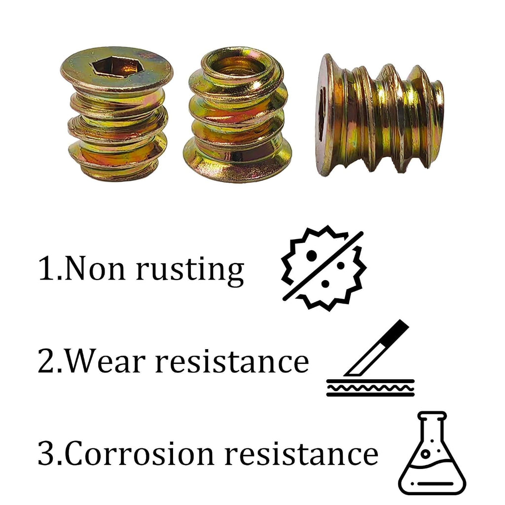 30PCS M4 x 10mm Threaded Inserts for Wood Hex Socket Drive Metal Nut Inserts Bolt Fastener Connector for Furniture Wooden Products DIY Models
