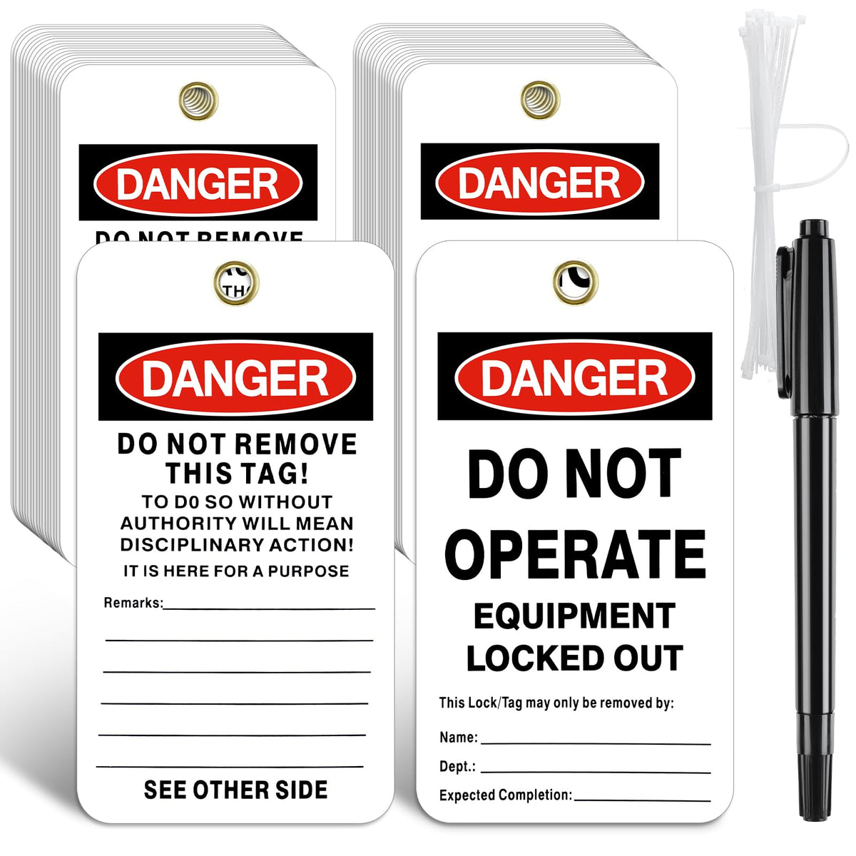 25 Pack Danger Do Not Operate Tags, Do Not Remove Lockout Tag