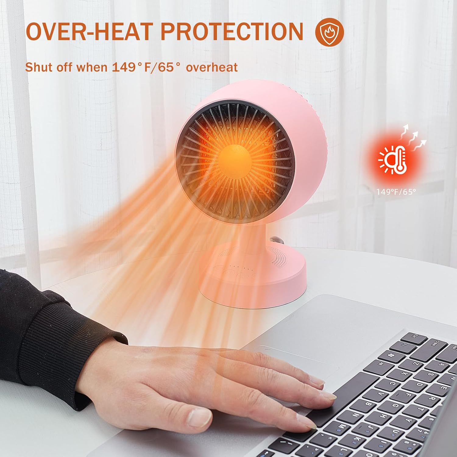 Space Heater,Small Space Heater,1200W Desk Heater for Office,160° Lateral Auto Oscillating,3 Gears Adjustable,PTC