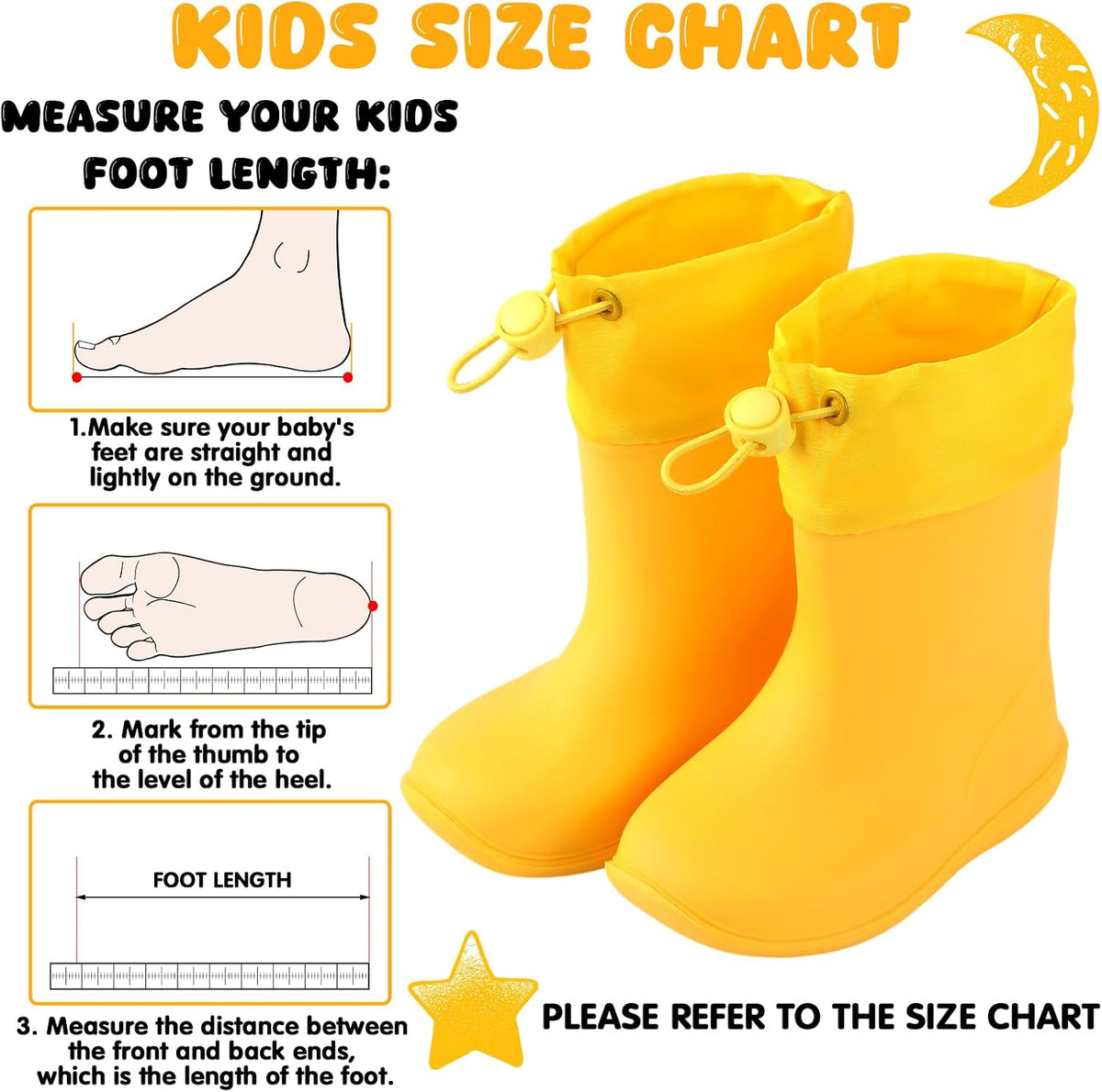 Toddler Rain Boots for Boys Girls Kids Waterproof Rain Boots Unisex-Child Lightweight Boot for Outdoor