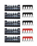 Terminal Block, 5 Circuits 600V 15A Dual Row Screw Terminal Strip, 5 Sets