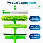 Professional Window Squeegee for Window Cleaning, 2 in 1 Rotatable Window Cleaning Squeegee Kit with Extension Pole
