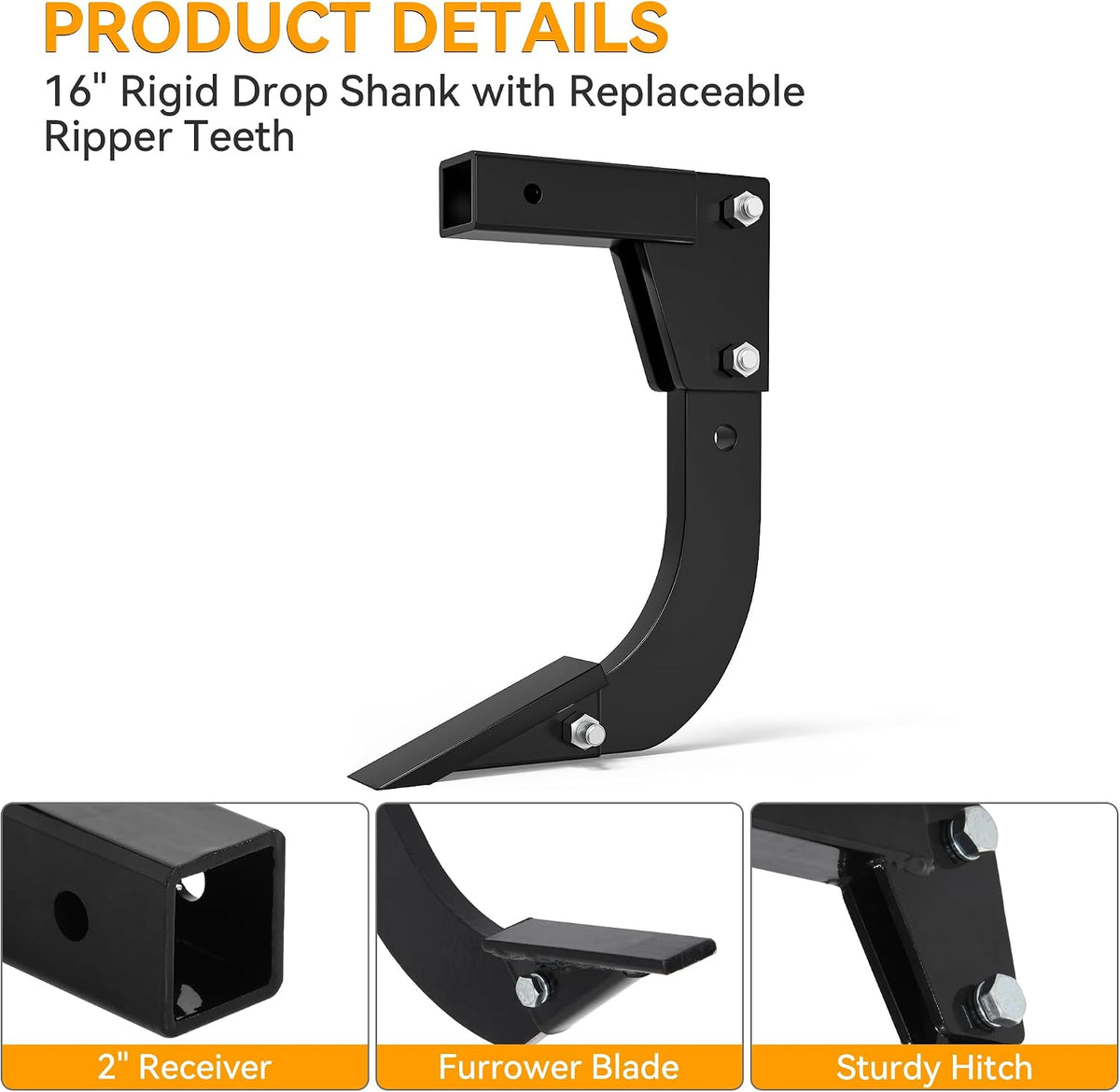 Hitch Mounted Ripper with 2" Receiver for Tractor ATV UTV | Heavy Duty Adjustable Trencher Digger Plow with