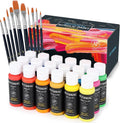 Acrylic Paint Set with 10 Brushes, 18 Colors Outdoor/Indoor (59ml, 2 oz) Art Craft Paint Non Toxic, Perfect for