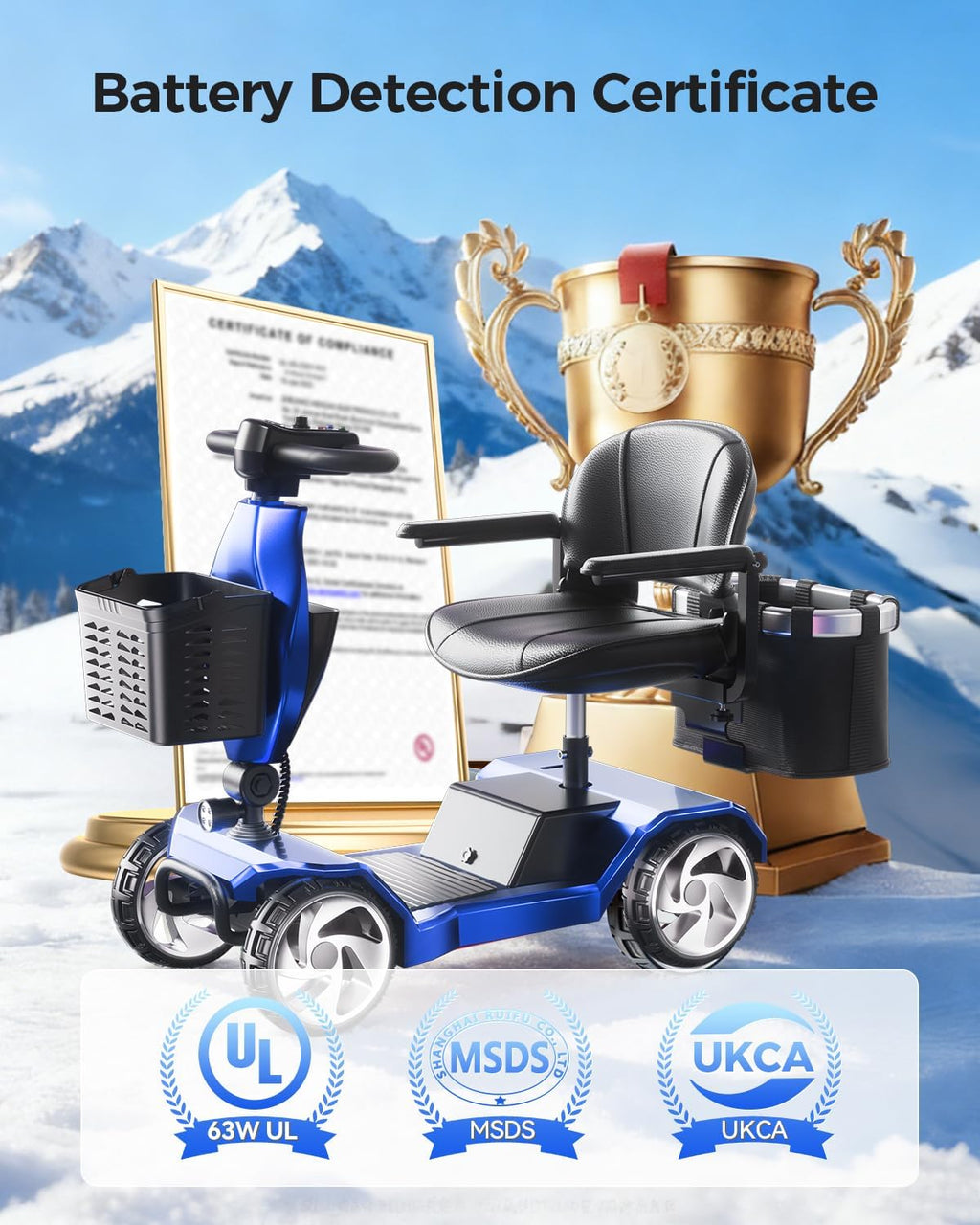 Foldable Mobility Scooters for Seniors,330LBS Capacity,15.5-Mile Range,4 Wheel Lightweight Mobility Scooters for
