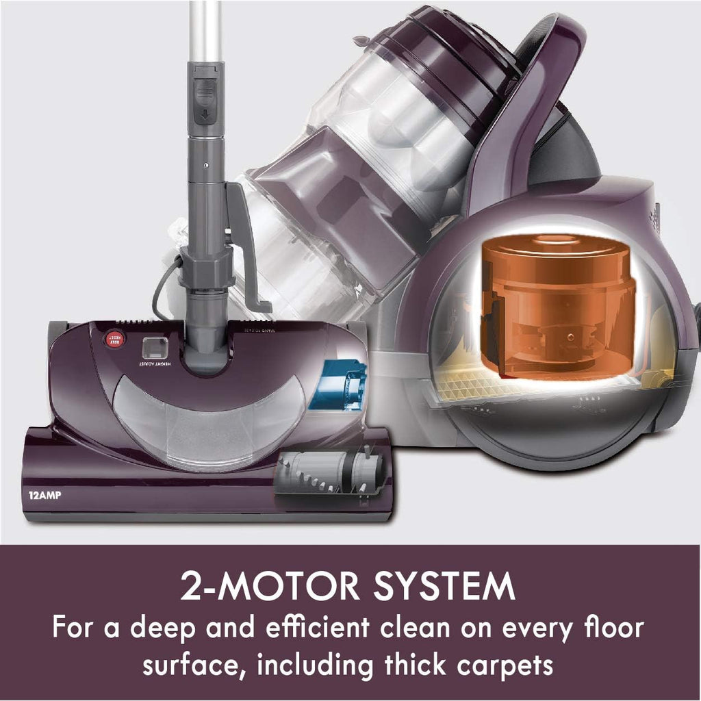 Friendly Lightweight Bagless Compact Canister Vacuum | 2-Motor System, Pet PowerMate, HEPA Filter & Telescoping Wand
