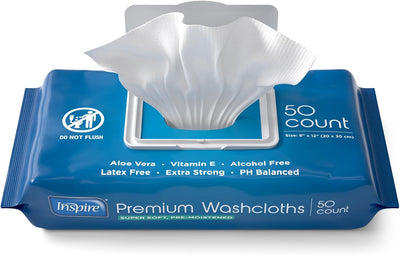 Adult Wet Wipes, Wash Cloths | Adult Wipes for Incontinence & Cleansing for Elderly, 8"x12" (50 Count)