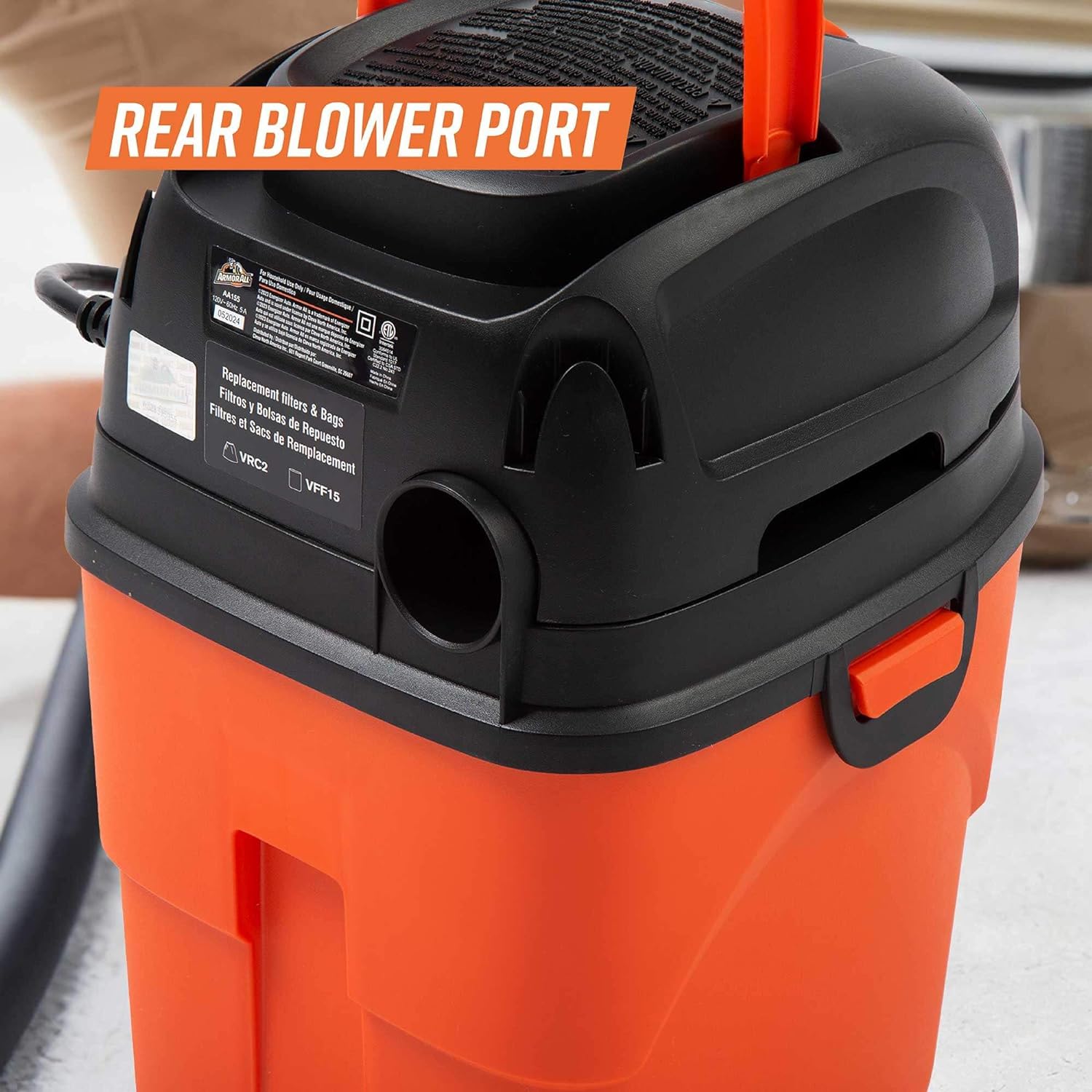 AA155 1.5-Gallon 2 Peak HP Portable Wet/Dry Vacuum, Orange