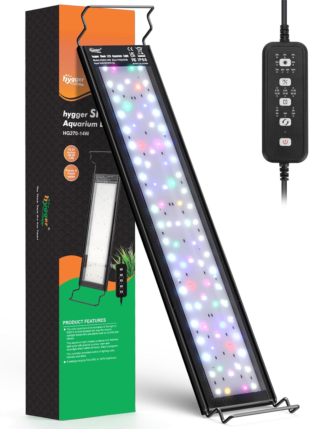 IP68 Waterproof LED Aquarium Light 24/7 Cycle Full Spectrum Fish Tank Light with Timer Adjustable Brightness 12