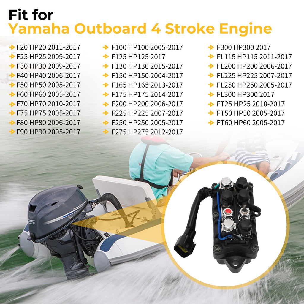 Tilt Trim Relay for Yamaha Outboard 4 Stroke Engine F20HP F25HP F30HP F40HP F50HP F60HP F70HP F75HP F80HP F90HP F100HP F125HP F165HP F175HP F200HP F225HP F250HP F275HP F300HP FL115HP 63P-81950-00-00