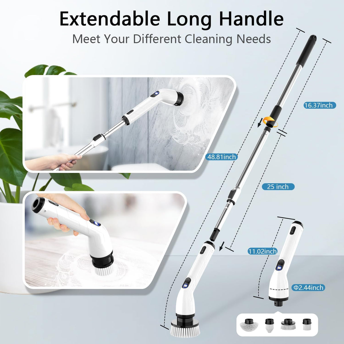 Electric Spin Scrubber,8 Replaceable Brush Heads for Home
