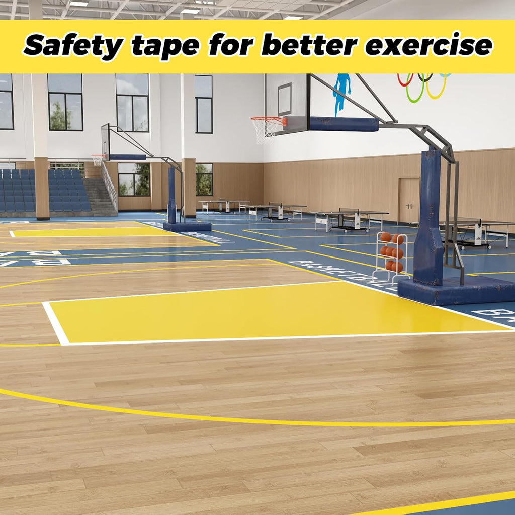 2" x 110FT Yellow Floor Marking Tape and Dance Splicing Tape, Caution Gym Floor Tape Warning Safety Stripe Tape for