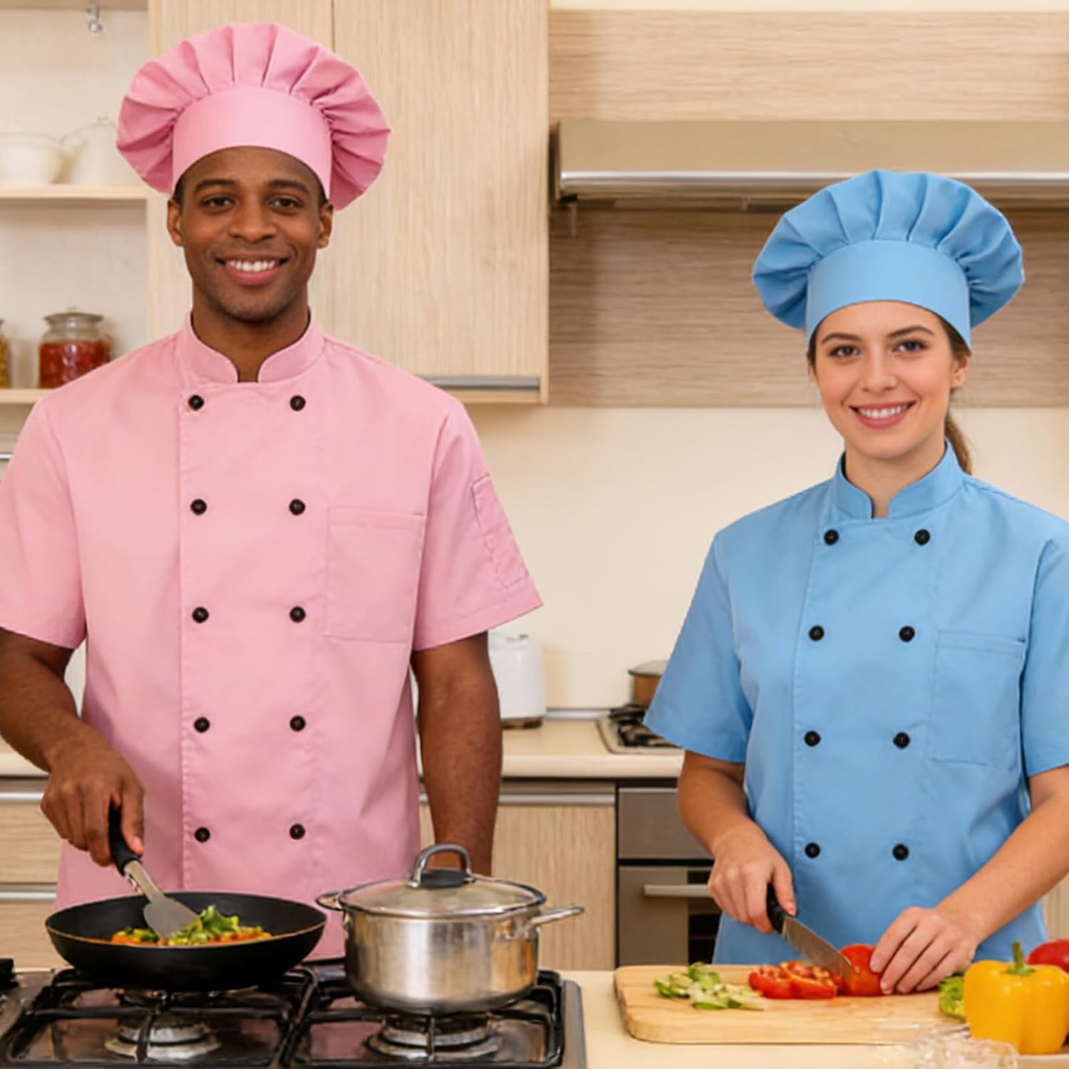 Chef Coat Personalized Chef Jacket Men Women Custom Name Logo Text Work Shirt with Pockets Chef's Hat Uniform