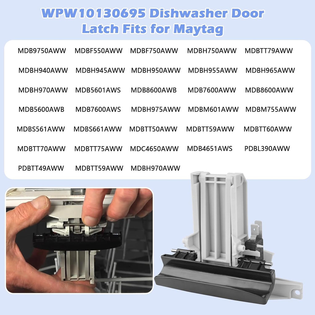WPW10130695 Dishwasher Door Latch Handle Fit for Maytag Quiet Series 300