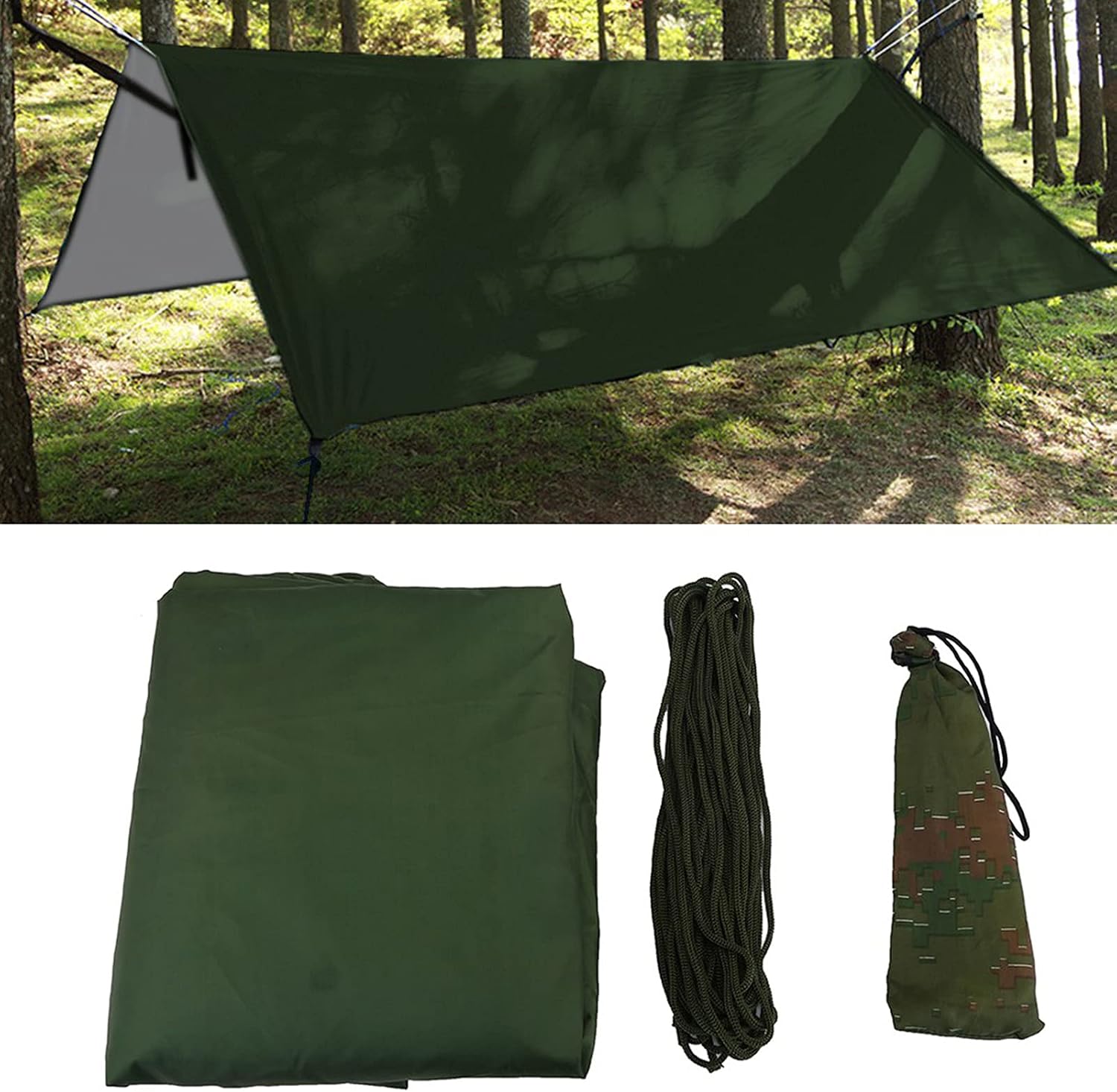 Outdoor Tent Shelter, Portable Tent Tarp, Water Proof Tents Tarp for Camping Hiking Fishing (Green)