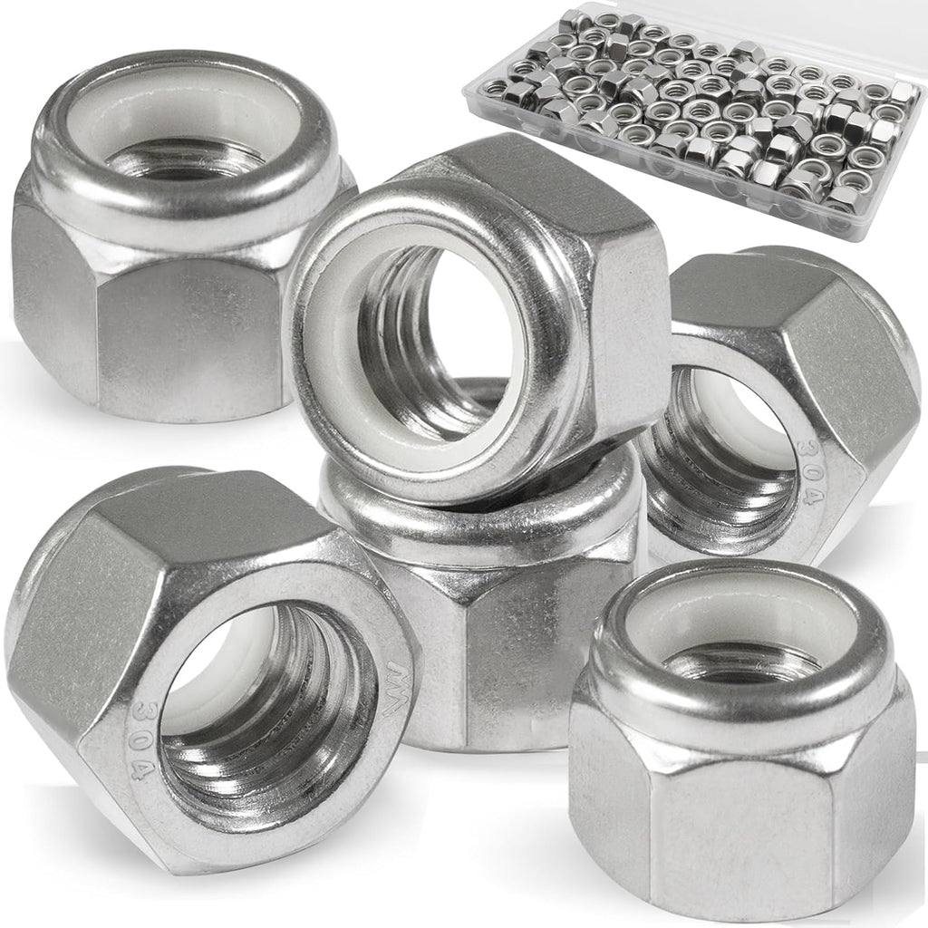 5/16-18 Lock Nut, 70Pcs Stainless Steel Nylock Insert Locking Nuts