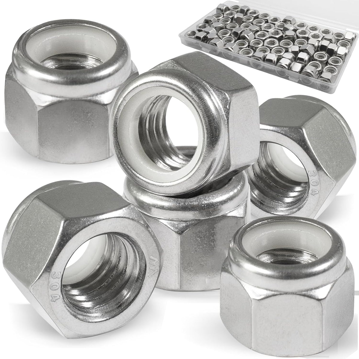 5/16-18 Lock Nut, 70Pcs Stainless Steel Nylock Insert Locking Nuts