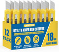 Utility Knife Set (12 Pack) | 18mm Wide Blade Box Cutter | Retractable Design, Compact And Versatile for Home