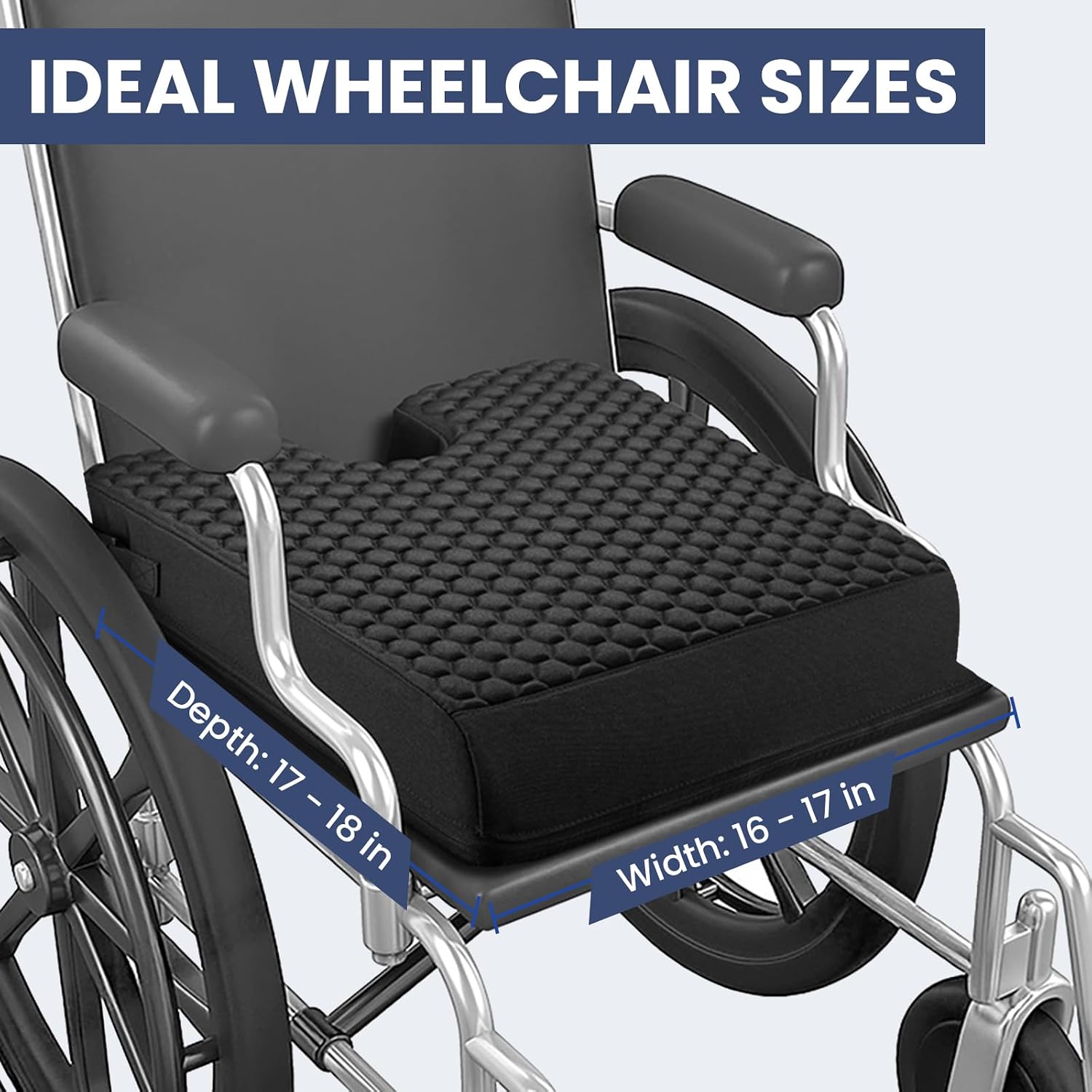 Wheelchair Seat Cushion with Honeycomb Message Dots (18"x16"x3")