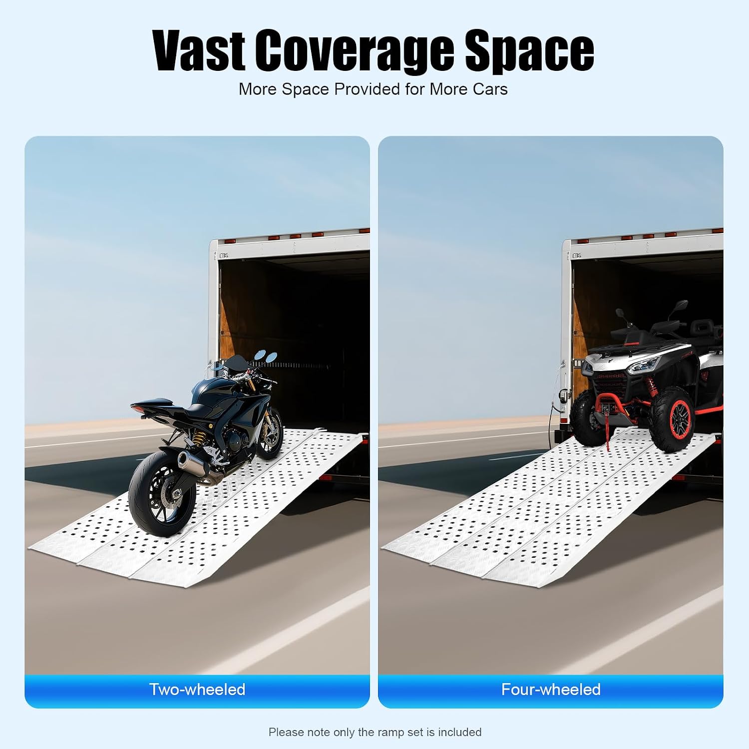 Loading Truck Ramp,Aluminum Tri Fold Ramp,Trailer Ramps,Folding Loading Ramps,1500 lbs Capacity Heavy Duty Motorcycle