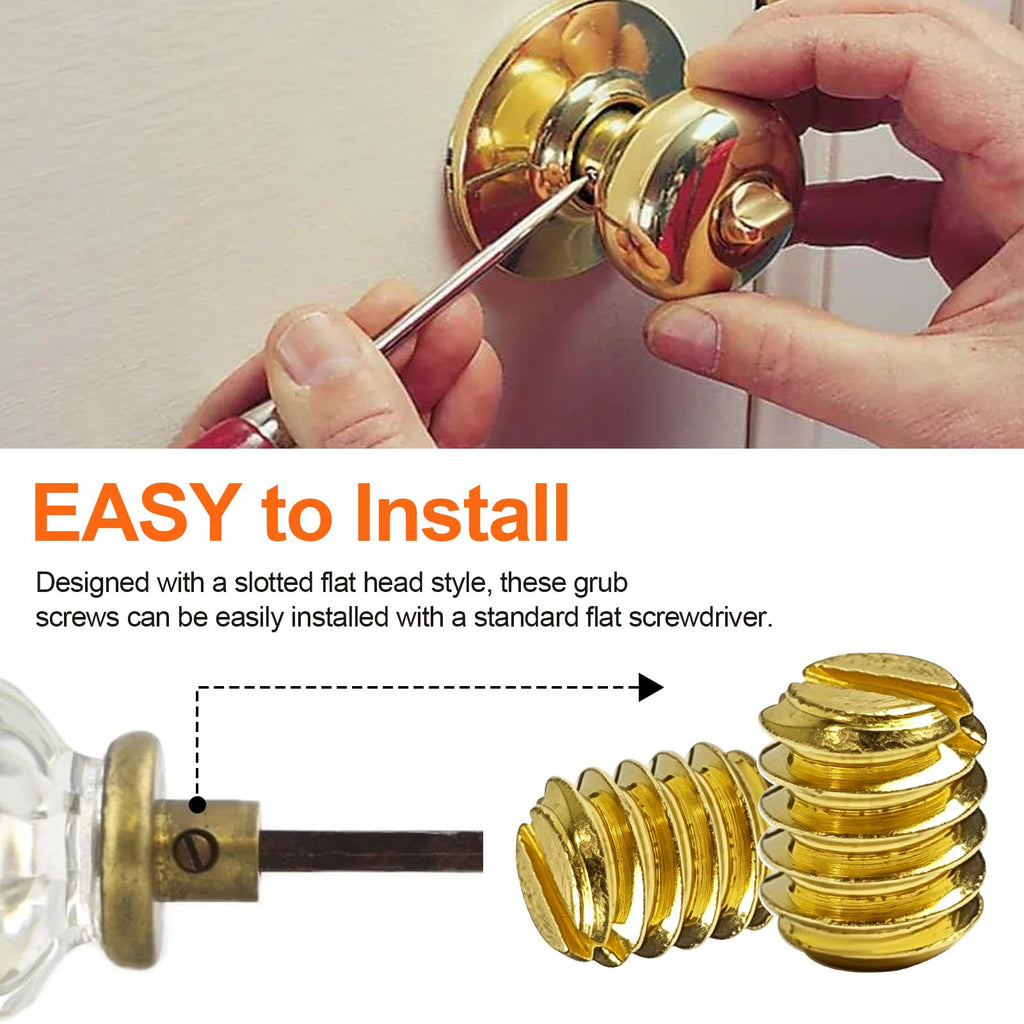 Door Knob Set Screws, 1/4-20 Thread Replacement Hex Screws 20-Pack