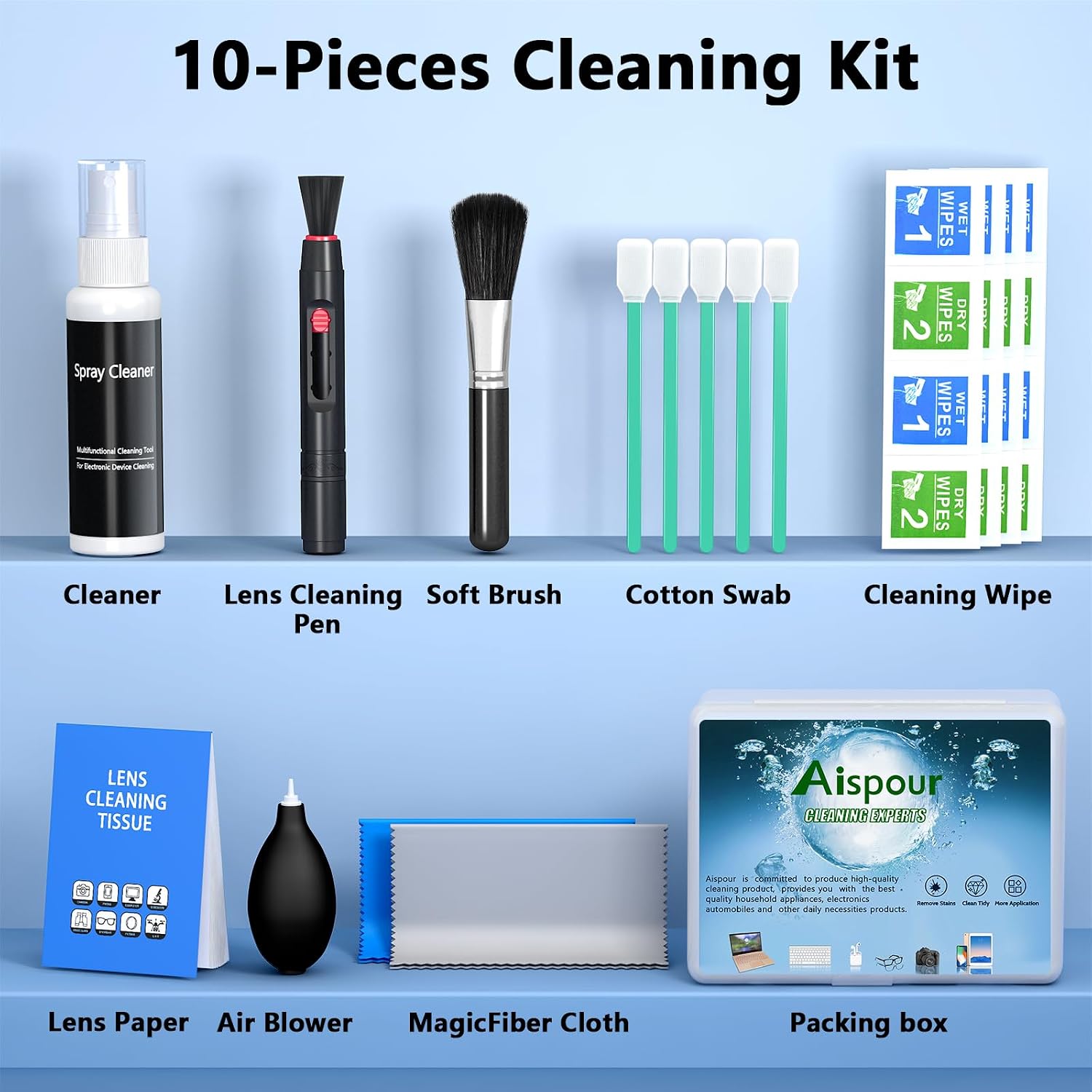 Camera Lens Cleaning Kit, 10-in-1 Camera Cleaning Kit | Camera Lens Cleaner and Camera Accessories, Includes Lens