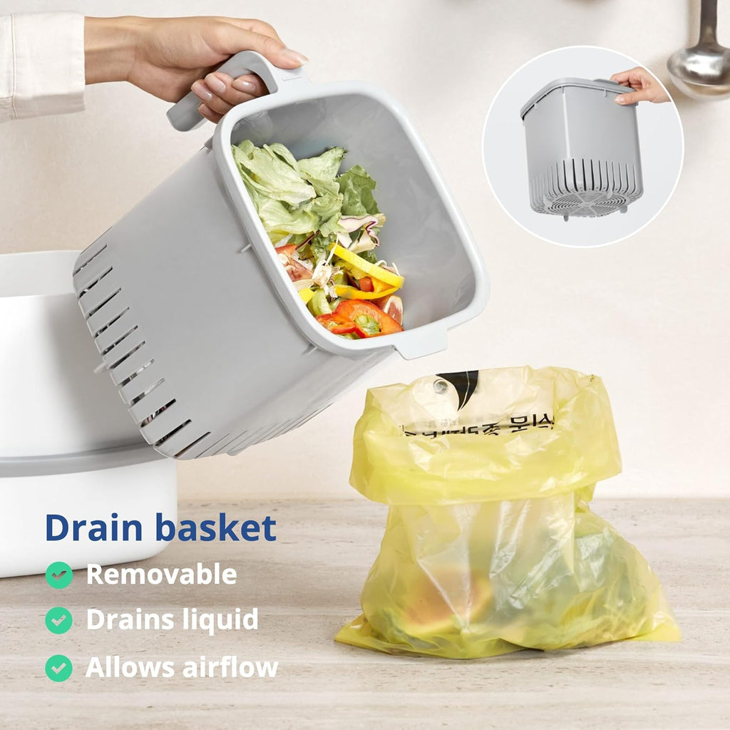 Kitchen Compost Bin, 5L Countertop Compost Bin, Green | Odor-Tight. Filter-Free. Dishwasher Safe.