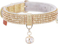 Cat Collar, Dog Collar, [Bling Rhinestones] Premium PU Leather with Pendant Adjustable Collars for Small to Medium