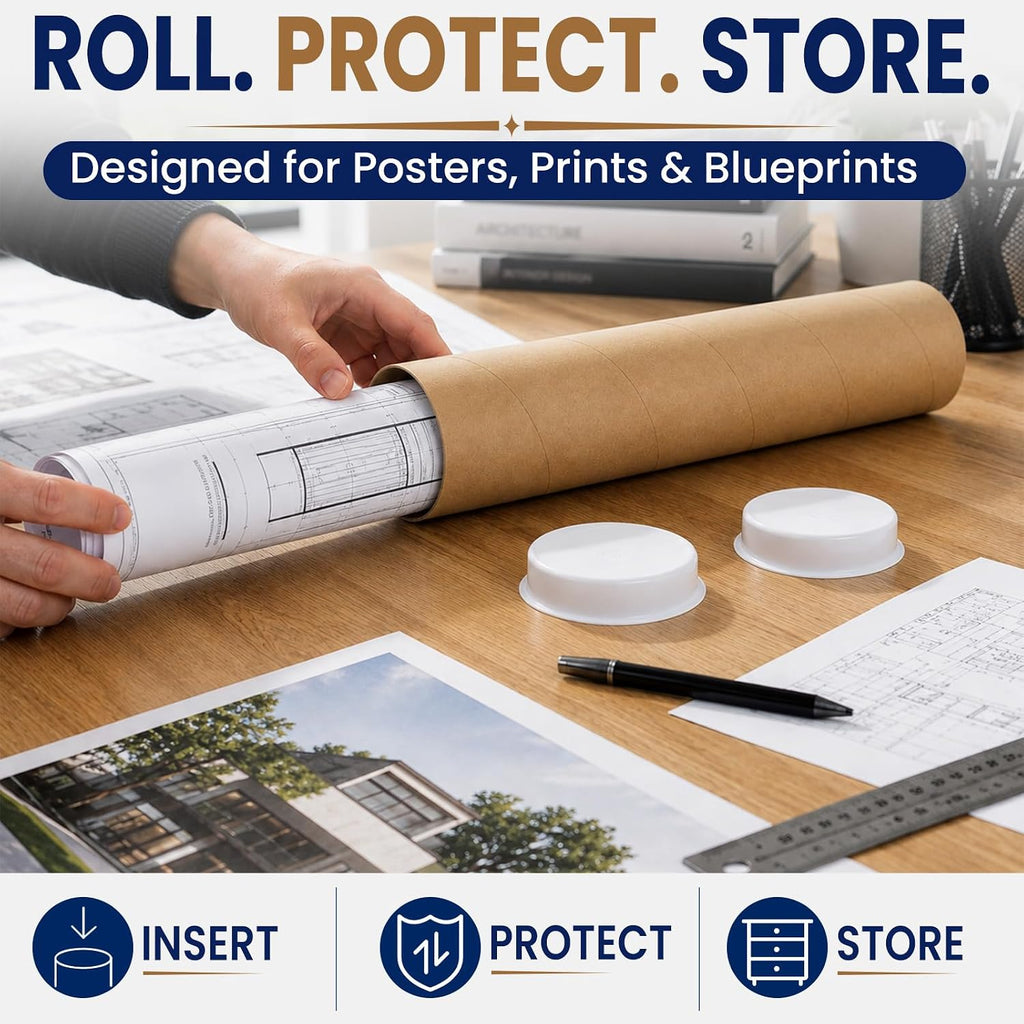 2 x 15 inch Mailing Tubes, 30 Pack Cardboard Poster Tubes with Caps