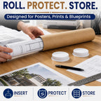 2 x 15 inch Mailing Tubes, 30 Pack Cardboard Poster Tubes with Caps