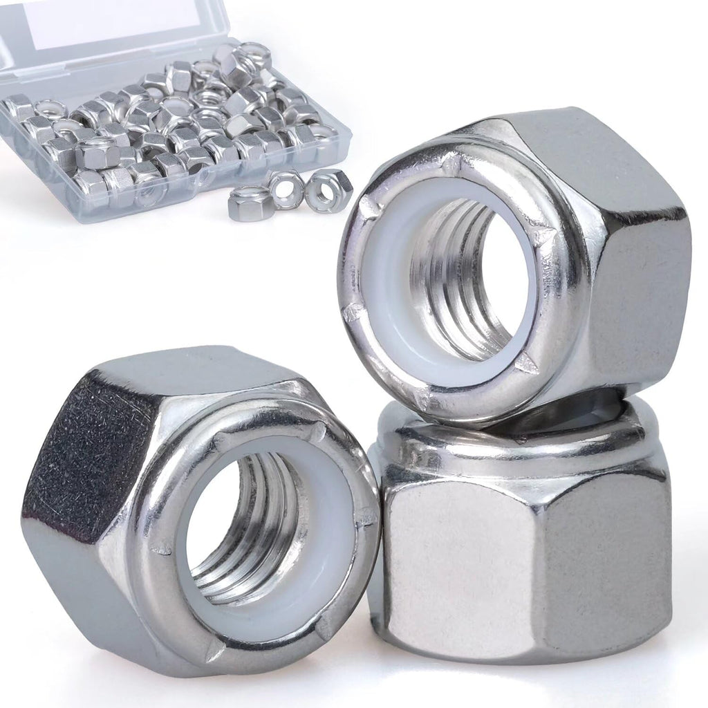 HirtuOtter 304SS Nylon Insert Hex Lock Nuts Coarse Thread (50 PCS) 6#-32