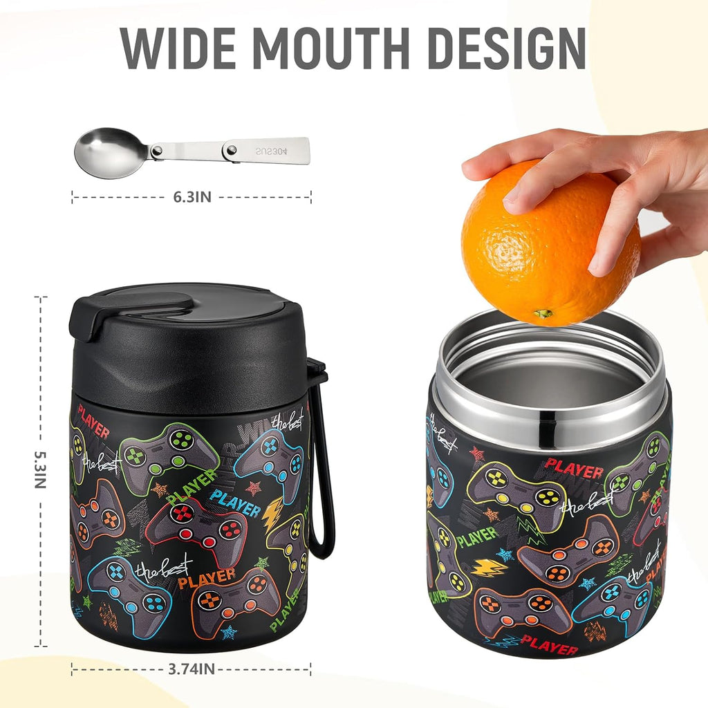 17oz Soup Thermo for Hot Food Kids Insulated Vacuum Food Jar with Stainless Steel Spoon Wide Mouth Thermo Leakproof