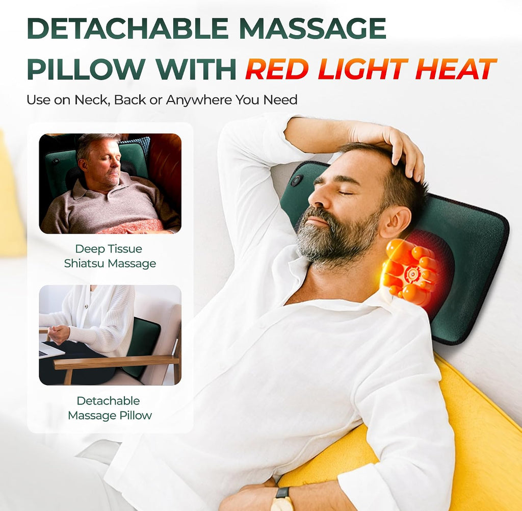 Full Body Massage Mat with Heat, Detachable Massager Pad Deep Tissue Pain Relief,10 Vibrating Motors for Relaxation