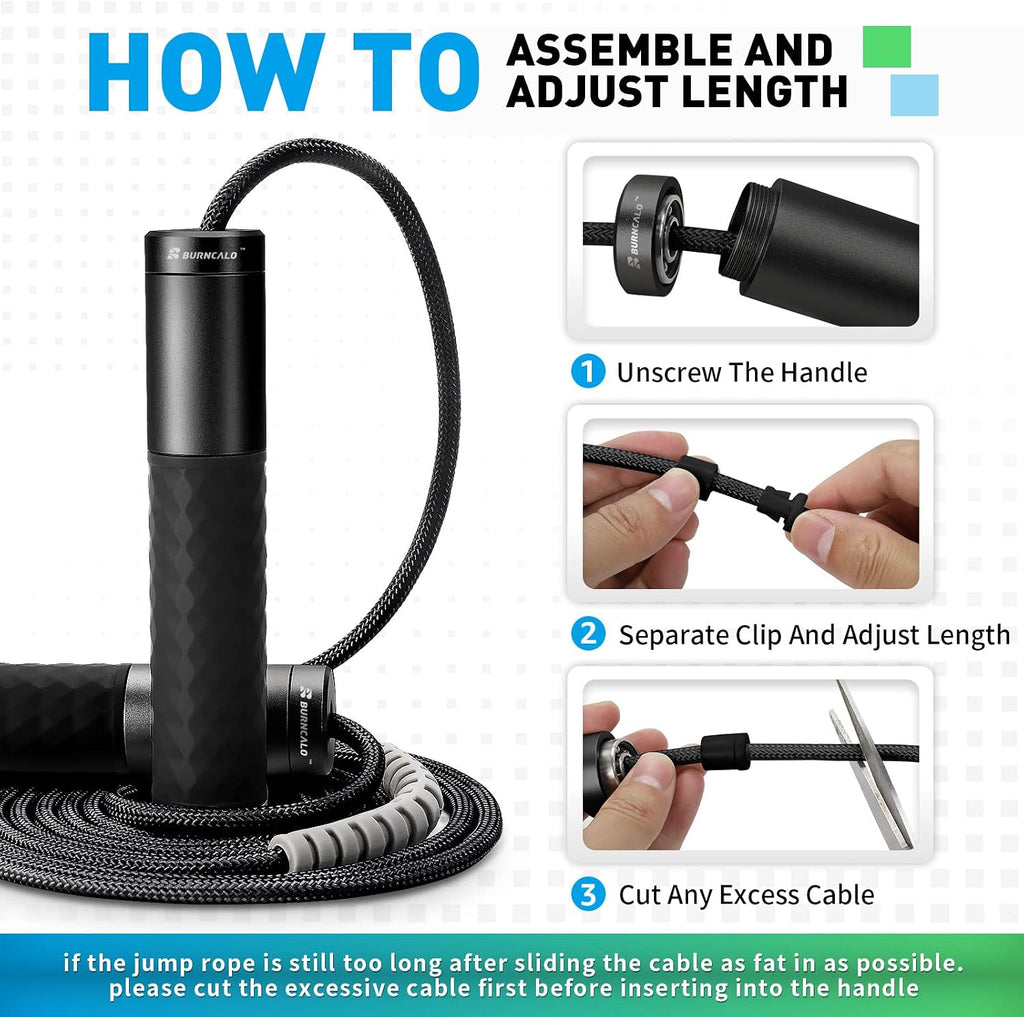 Weighted Jump Rope for Men, Women (1.5LB) - Alloy Steel Handles, Speed Skipping Rope, Gym,Indoor/Outdoor - Fitness