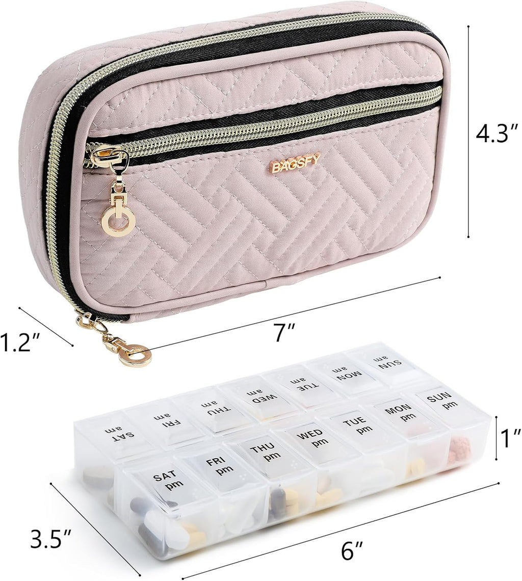 Pill Organizer Case 2 Times a Day- Weekly Medicine Organizer Travel Pill Box with Removable 7 Day Medicine Case